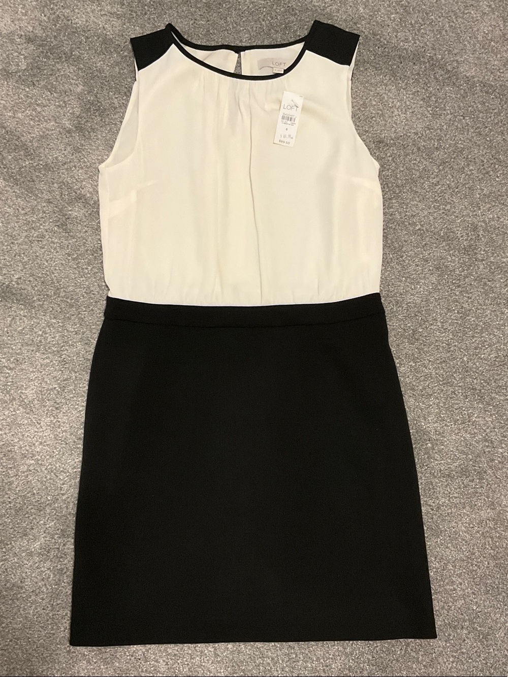 LOFT Black & White Sleeveless Colorblock Sheath Dress